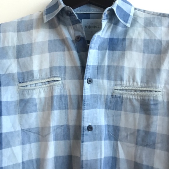 Koton Men's Plaid Button Down - Slim Fit Medium - Picture 2 of 4